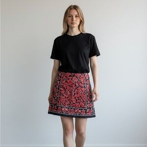 Talbots Petite Navy and Red Cowgirl Paisley Bandana Print Skirt - Size 2P